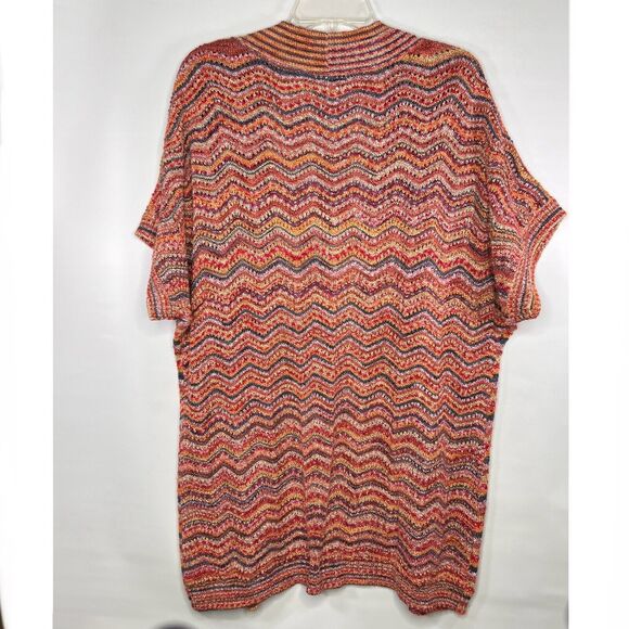 Catherines Womens Rust Orange Sweater Cardigan Open Front Open Weave Boho Sz 0X - Picture 9 of 9